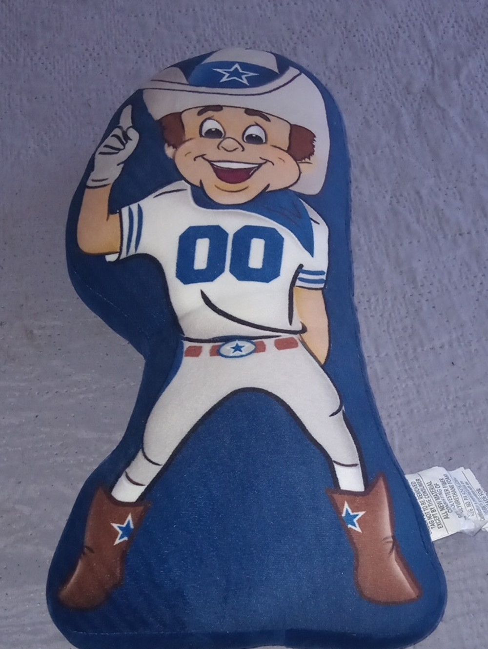 Blue Cowboy Rowdy Cowboy Mascot Decorative Plush Pillow 19"
